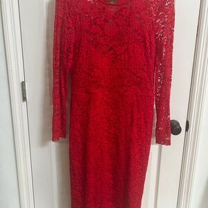 Bisou Bisou Elegant Red Lace Dress